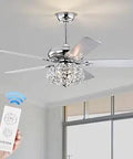 52 Inch Ceiling Fan With Light Remote Control, Cool Chrome Silver Finish, 5 Reversible Blades in modern room