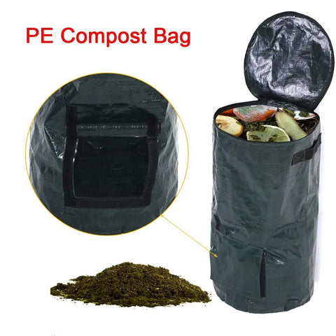 Collapsible Compost Bag For Organic Waste Kitchen And Garden Use Large Capacity Eco Friendly PE Material With Side Window