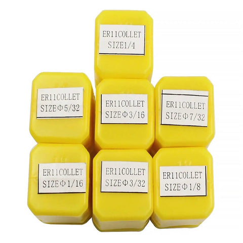 7Pcs ER11 Spring Collet Set For CNC Milling Lathe Tools And Engraving Machines, One Sixteenth To One Quarter Inch Range, Carbon Steel