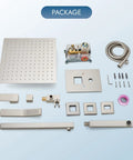 Wall Mount Shower System With 12 Inch Rainfall Shower Head And Handheld Spray Tub Spout Three Function Mixer Brushed Nickel Finish Luxury Rough In Valve For An Easy In Wall Installation And A Game Changing Bathroom Upgrade with parts layout.