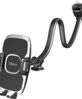 Heavy Duty Universal Car Truck Phone Mount With Rock Solid 14 Inch Gooseneck Long Arm and No Fuss Quick Release Button side view.