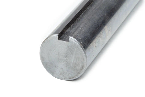 Round Keyed Shaft 1 Inch Diameter 6 Foot Length With 1 Quarter Inch Keyway, Precision 1018 Cold Rolled Steel For Stronger Fit And Tight Tolerances, DIY Ready Pre Keyed Shaft, close-up end view