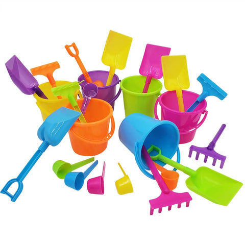 Six Pack Mini Beach Bucket Sets With Sand Buckets Shovels Rakes And Scoops Ideal Party Favors For Kids Toddlers Birthday Treats