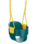 Green Deluxe High Back Bucket Toddler Swing with Pinch Free Design and Safe Chain, Triangle Guard for Outdoor Playsets.