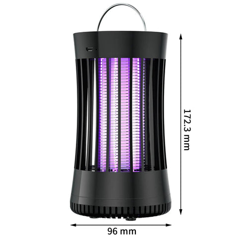 Portable USB Rechargeable Mosquito Killer Lamp Bug Zapper For Outdoor Camping And Patio Use, black with purple light, 172.3mm tall