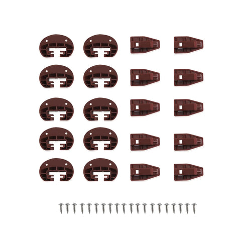 Heavy Duty Brown Plastic Drawer Slide Glides 10 Piece Center Rail Repair Kit, includes screws for easy installation.