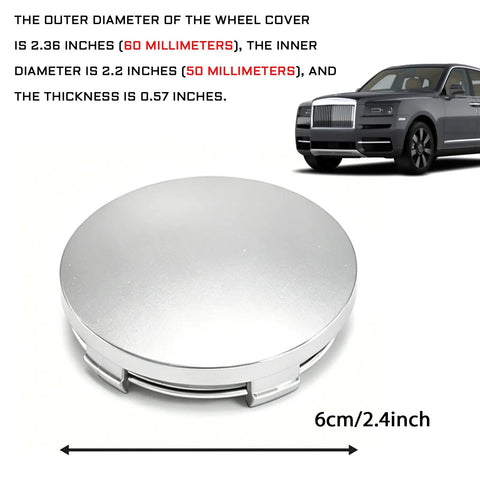 Fresh Ride Upgrade Snap In Wheel Center Caps 4 Piece Set Heavy Duty Abs Rim Hub Covers Universal Car Mod 2.36 Inch Silver viewed from top.
