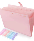 Pink 8 Pocket Expanding File Folder Accordion Organizer For School Office And Hospital Fits Letter And A4 Size With Secure Snap Closure Great For Receipts And Papers On The Go.