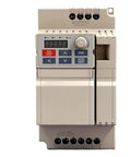 3.7kW 220V/380V Inverter VFD 3 Phase Variable Frequency Drive Motor Speed Controller For AC Motors, 16A/9A Output, 0.1-2000Hz Range, 2.5kg Lightweight Unit, 380V Version For Industrial Drives. Front view of beige VFD with keypad and terminals