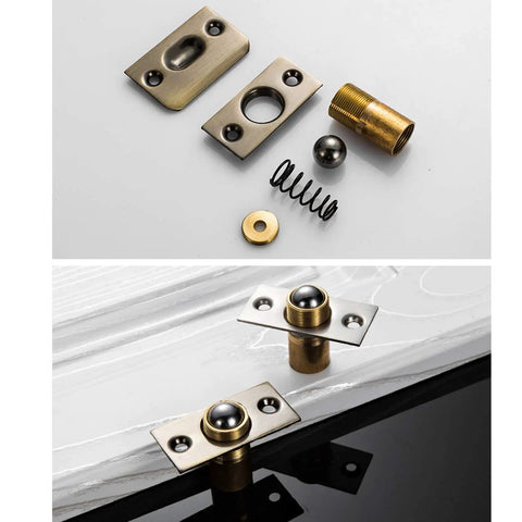 Heavy Duty Brass Ball Catch Door Latch Set For Cabinets And Closets Adjustable Spring Loaded 12mm Thread Plate Gold Finish