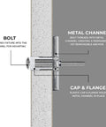 Diagram showing parts of a 100 Pack Heavy Duty Quick Toggle Anchors With Bolts Set For Drywall Metal Studs and Concrete Blocks.