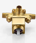 Pressure Balance Shower Faucet With Brushed Gold Finish And 8-Inch Square Rainfall Shower Head Including Rough-In Valve Body And Trim