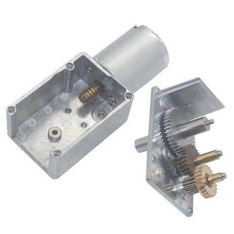 Absolute Beast DC Worm Gear Motor High Torque Speed Reducer 12V 24V Adjustable 6 To 160 Rpm showing metal casing and internal gears.
