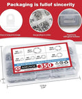 Heavy Duty Stainless Steel Wave Washer Kit 350 Piece Assortment For Gaskets And Spacers, 7 Common Metric Sizes M3 M4 M5 M6 M8 M10, Rust Resistant 304 Grade, Built For Machinery, Outdoor, DIY Projects And Marine Gear. Clear box with 350-piece M3-M12 assortment