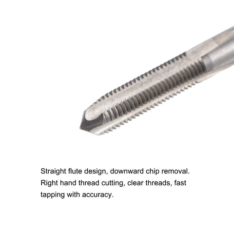 Close-up of Heavy Duty Thread Milling Tap 10-32 UNF High Speed Steel HSS 3 Straight Flutes for precise thread cutting.