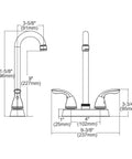 Diagram of Everyday LK2477CR Deck Mount Bar Faucet with Lever Handles detailing dimensions and features.