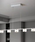 5 Light LED Pendant Chandelier for Kitchen Island, Dimmable Modern Fixture in Brushed Nickel with Chrome Finish, 4000K Neutral White