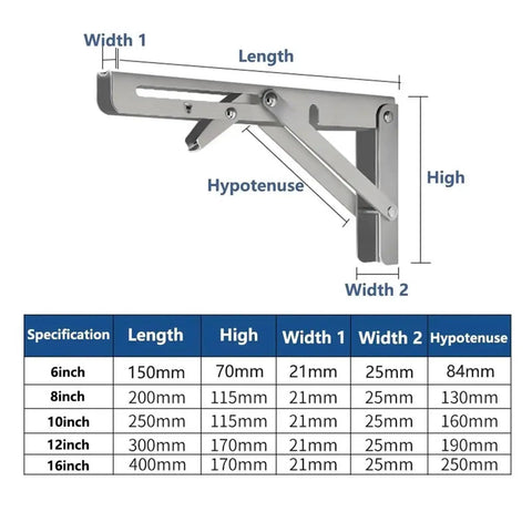 Heavy Duty Folding Shelf Brackets Set 2 Pack Space Saving Triangle Wall Mounted Hinge Brackets For Tools And Shelves 6 Inch
