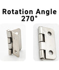 Image of 80 Pack Mini Hinges With 320 Screws, Small Iron Folding Butt Hardware For Wood Boxes, Hella Durable 18 X 15 mm Crafts Accessory, Smooth Swing Door Fittings For Jewelry Cases And Dollhouses showing 270° rotation angle.