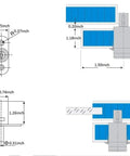 Diagram showing dimensions and installation details for Tough As Nails Push Plunger Cabinet Door Locks Machined Steel.