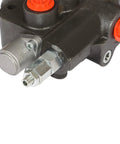 Close-up of single spool hydraulic control valve with cast iron body for industrial use