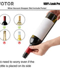 Diagram showing proper use of Keep Your Wine Fresh With Silicone Vacuum Stoppers No Fuss Reusable Bottle Sealer Set