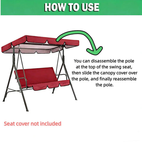 Weatherproof Swing Canopy Replacement Cover For 2-3 Seater Porch Swing installation guide without seat cover.