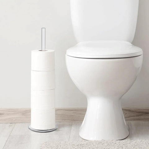 Must Have Freestanding Toilet Paper Holder Stand With Clear Acrylic No Assembly Floor Standing Roll Dispenser by toilet
