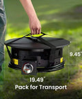 Carrying 58,000 BTU Portable Propane Fire Pit With Grill Grate Folding Legs Tank Holder Hose Hooks Cover And Carry Strap