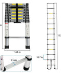 12.5 Foot Portable Aluminum Telescoping RV Ladder Heavy Duty, Rust Resistant, Fits Lippert On The Go Receiver, Easy Folding Design For Rooftop Access And Camp Life; folded 33.8 in
