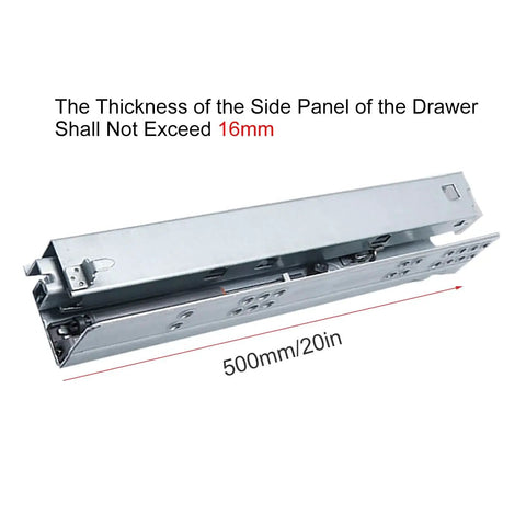 Push To Open Undermount Drawer Slides With Full Extension Three Section Rails 10 To 20 Inch 80 Lbs Load Capacity