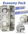 Built Tough Galvanized Steel Electrical Box Set With 4x2 Inch Junction Boxes, 1.8 Inch Depth, 13 Cubic Inch Capacity image