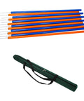 Dog Agility Weave Pole Training Set With 12 Poles 6 Blue 6 Orange 3.3 Feet Tall Pointed Ends For Easy Ground Insertion Comes With Carry Bag