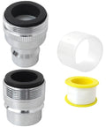 Two Pack Dishwasher Faucet Adapter Connector Straight Up Works With Portable Countertop Units Fits Standard Kitchen Faucets Dual Thread Design No Hustle Setup New Version Upgrade, chrome brass connectors with rubber seals.