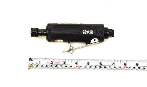 Top Tier 16 Piece Air Straight Die Grinder Kit Generating 22000 Rpm Ball Bearing Power Through Quarter Inch Npt Inlet with length measuring tape.