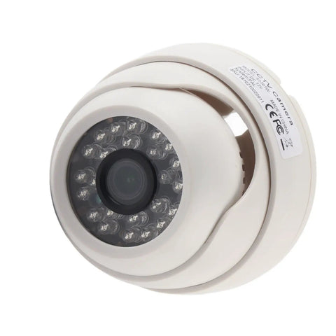 Rock Solid 1080P Hd Dome Security Camera With Hella Crisp Infrared Night Vision And 3.6Mm Lens For Outdoor Use, white dome design with infrared LEDs.
