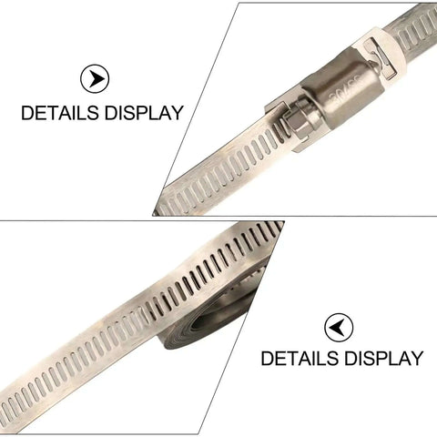 Premium Stainless Steel Hose Clamp Kit With Adjustable Worm Gears For Quick Tightening And Secure Grip. 304 steel band detail