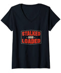 Stalked And Loaded Funny Combine Harvester Operator Tee For Women V Neck Farm Life Shirt For Harvest Lovers Hilarious Crop Field Gear