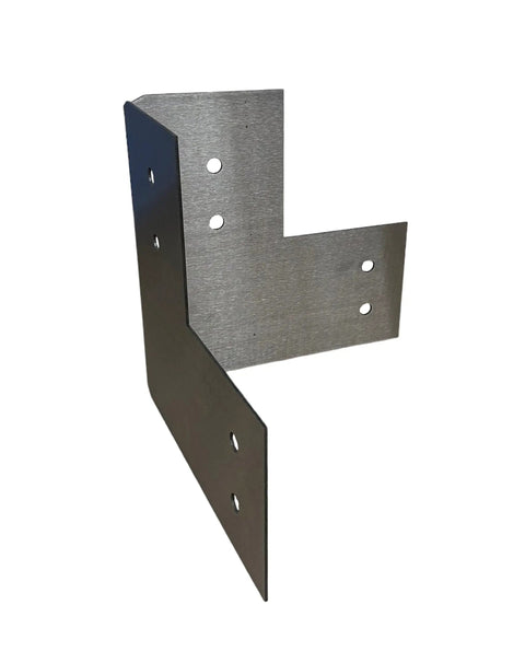 Beefy Heavy Duty 12 Gauge Steel Corner Bracket For 4x4 Posts, Industrial Strength, Steel Material, Side View, Made In USA