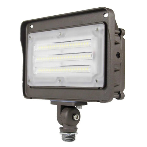 Outdoor LED Flood Light 50W With 6500 Lumens 5000K Daylight, Waterproof Knuckle Mount, front view on white background