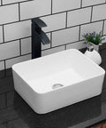 Rectangular White Vessel Sink 16 By 12 Inch Modern Above Counter Porcelain Ceramic Vanity Basin For Home Bathroom Remodel