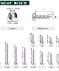Product details showing Pro Shop Grade Pan Head Self Tapping Screws With Sharp Torx Drive Points And Full Thread Runouts, sizes and dimensions.
