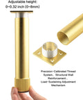 Switch Up Your Setup With These Durable Adjustable Furniture Legs Crafted From Heavy Aluminum Alloy Featuring Quick Height Tweaks On Twist Base, gold leg design with detailed adjustment mechanism.
