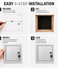 Easy installation steps for Bulletproof 10x10 Stainless Steel Access Panel For Drywall And Ceiling With Hinged Door.