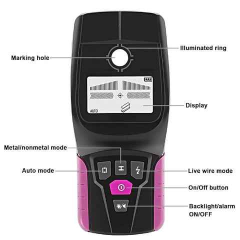 Kill Your Guessing Game With This Pro Stud Finder featuring LCD display and various mode buttons for precise stud detection.