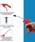 Air Blow Gun With Four Inch Nozzle For Air Compressors And Dust Cleanup Ergonomic Grip