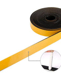 Foam weather-stripping tape, 2-pack, self-adhesive yellow foam with black backing, 1 in x 3/4 in, 13 ft total.