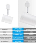 Pro Grade 17.5W LED H Track Light Heads Pack Of 4 For Stores And Restaurants ETL Listed Dimmable CRI90 4000K Neutral White Matte White Finish