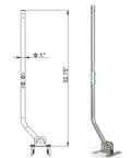 Beefy Outdoor Antenna Mount Pole With Extension Arm For Weather Station And More Aluminum Alloy Bracket, side view, dimensions