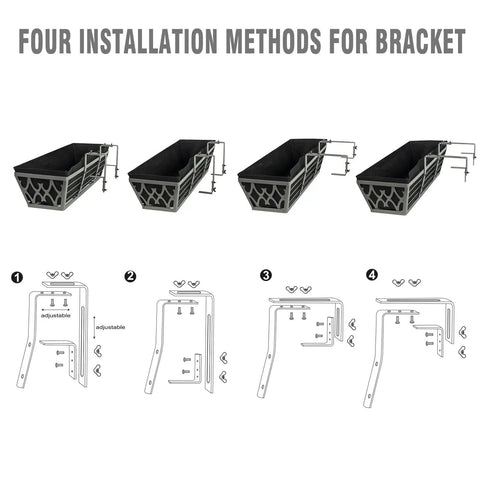 Installation methods for 2 Pack 24 Inch Window Planter Boxes With Adjustable Brackets And Nonwoven Fabric Grow Bags